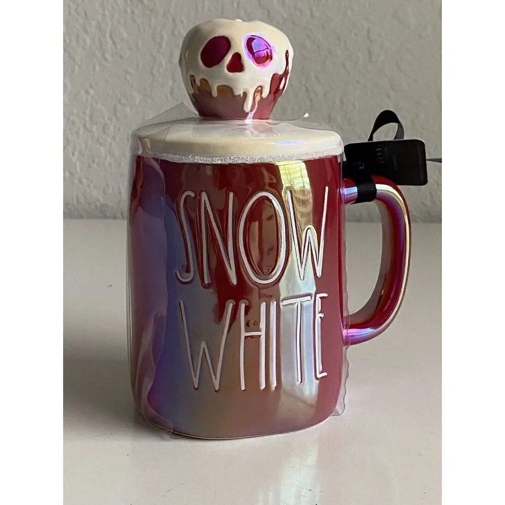 Rae Dunn Disney Snow White Iridescent Mug With Poison Apple Topper NEW